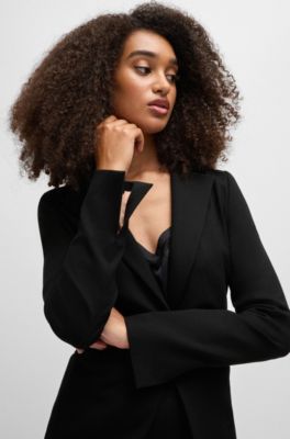 Single-button jacket in stretch fabric, Black