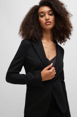 Single-button jacket in stretch fabric, Black