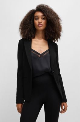 Single-button jacket in stretch fabric, Black