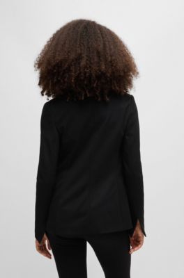 Single-button jacket in stretch fabric, Black