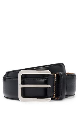 Italian-leather belt with contrast stitching