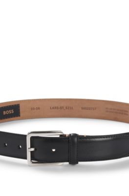 Ceinture en cuir italien &agrave; surpiq&ucirc;res contrastantes, Noir