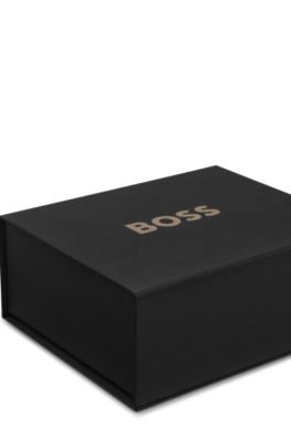 Ceinture en cuir italien &agrave; surpiq&ucirc;res contrastantes, Noir