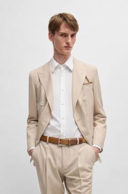 Italian-leather belt with contrast stitching, Brown