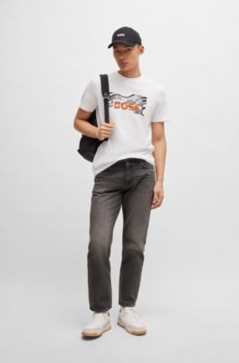 BOSS - Cotton-jersey regular-fit T-shirt with logo artwork