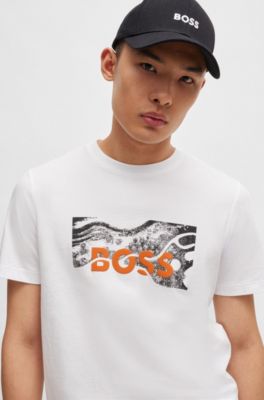 BOSS - Cotton-jersey regular-fit T-shirt with logo artwork
