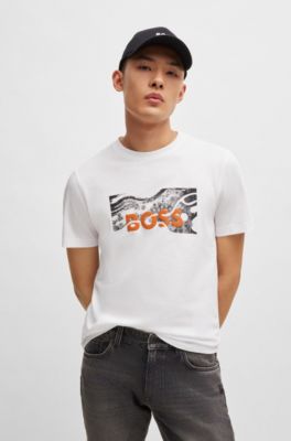 BOSS - Cotton-jersey regular-fit T-shirt with logo artwork