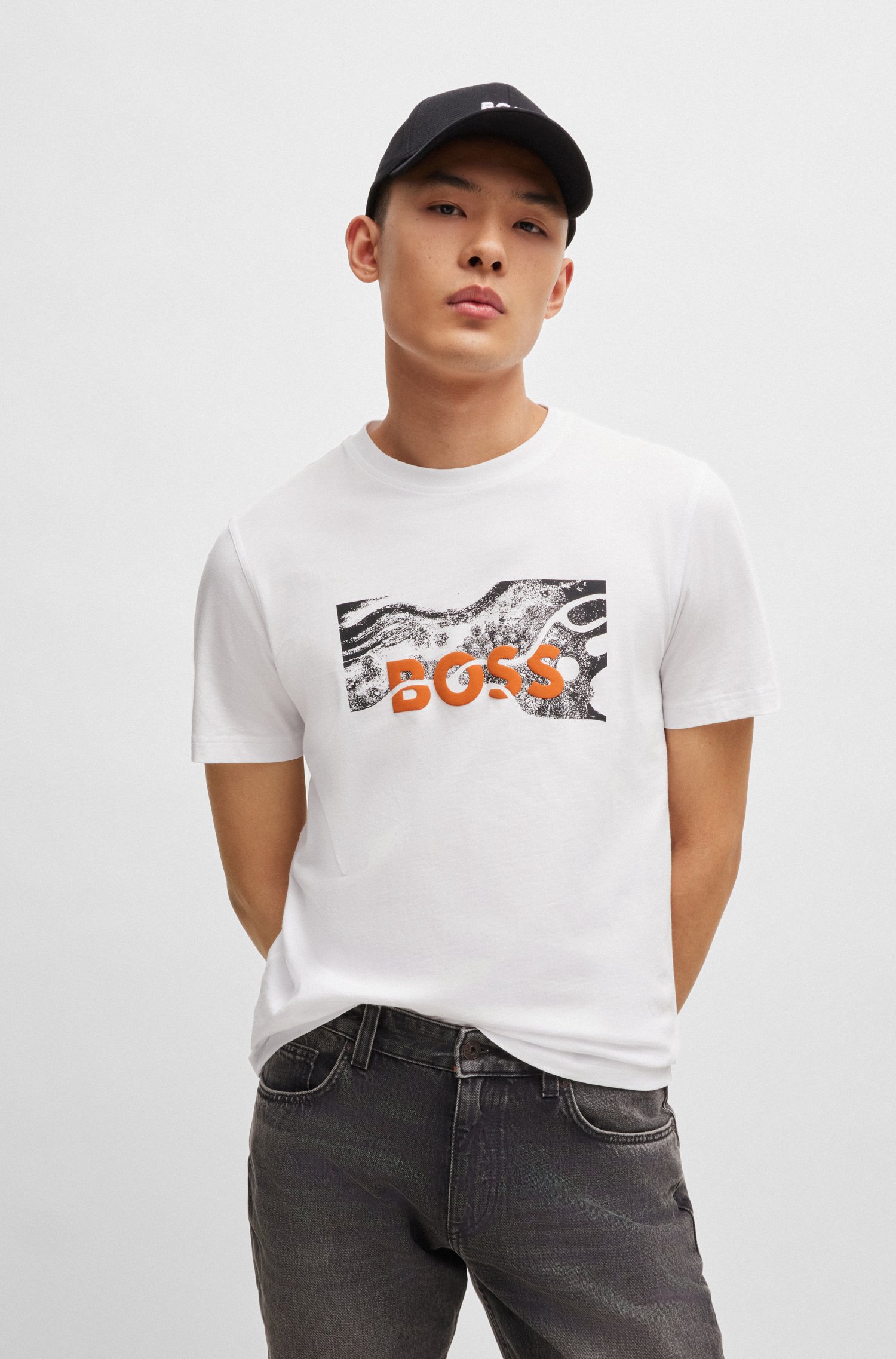 Cotton-jersey regular-fit T-shirt with logo artwork