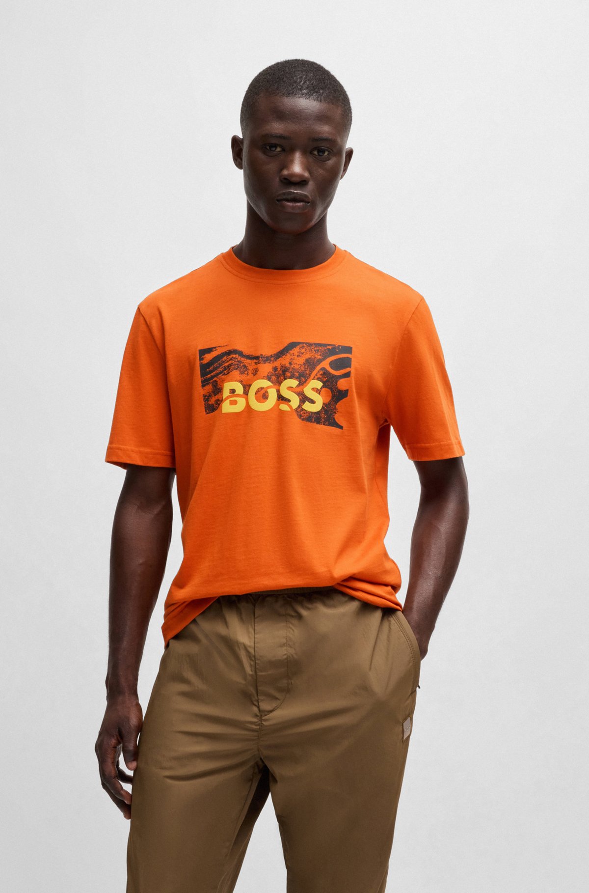 BOSS - Cotton-jersey regular-fit T-shirt with logo artwork BOSS - Cotton-jersey regular-fit T-shirt with logo artwork