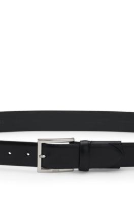 Leather belt with extended keeper, Black