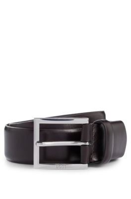 Hugo Boss Dressletic Leather Belt With Concealed Elasticated Section In Dark Brown