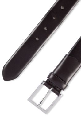 Leather belt with extended keeper, Dark Brown