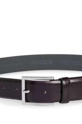 Leather belt with extended keeper, Dark Brown