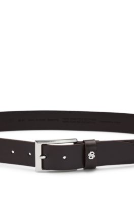 Italian-leather belt with Double B monogram keeper, Dark Brown