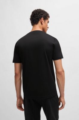 Camiseta Porsche x BOSS de algod&oacute;n mercerizado con detalle especial de la marca, Negro