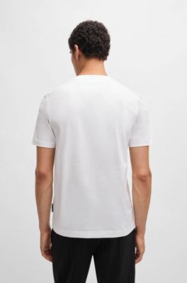 Camiseta Porsche x BOSS de algod&oacute;n mercerizado con detalle especial de la marca, Blanco