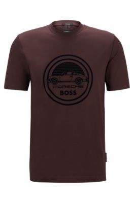 BOSS - Porsche x BOSS mercerized-cotton T-shirt with special