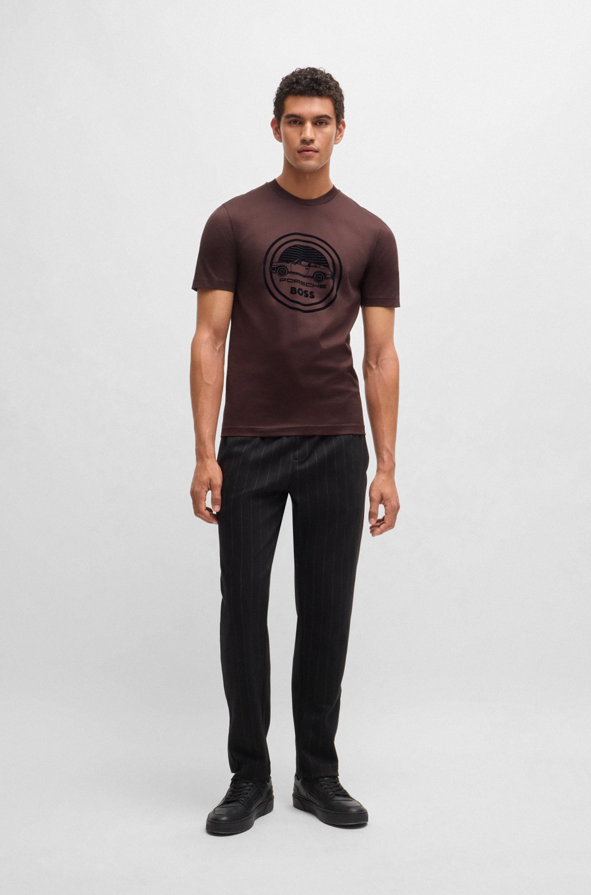 BOSS - Porsche x BOSS mercerized-cotton T-shirt with special BOSS - Porsche x BOSS mercerized-cotton T-shirt with special