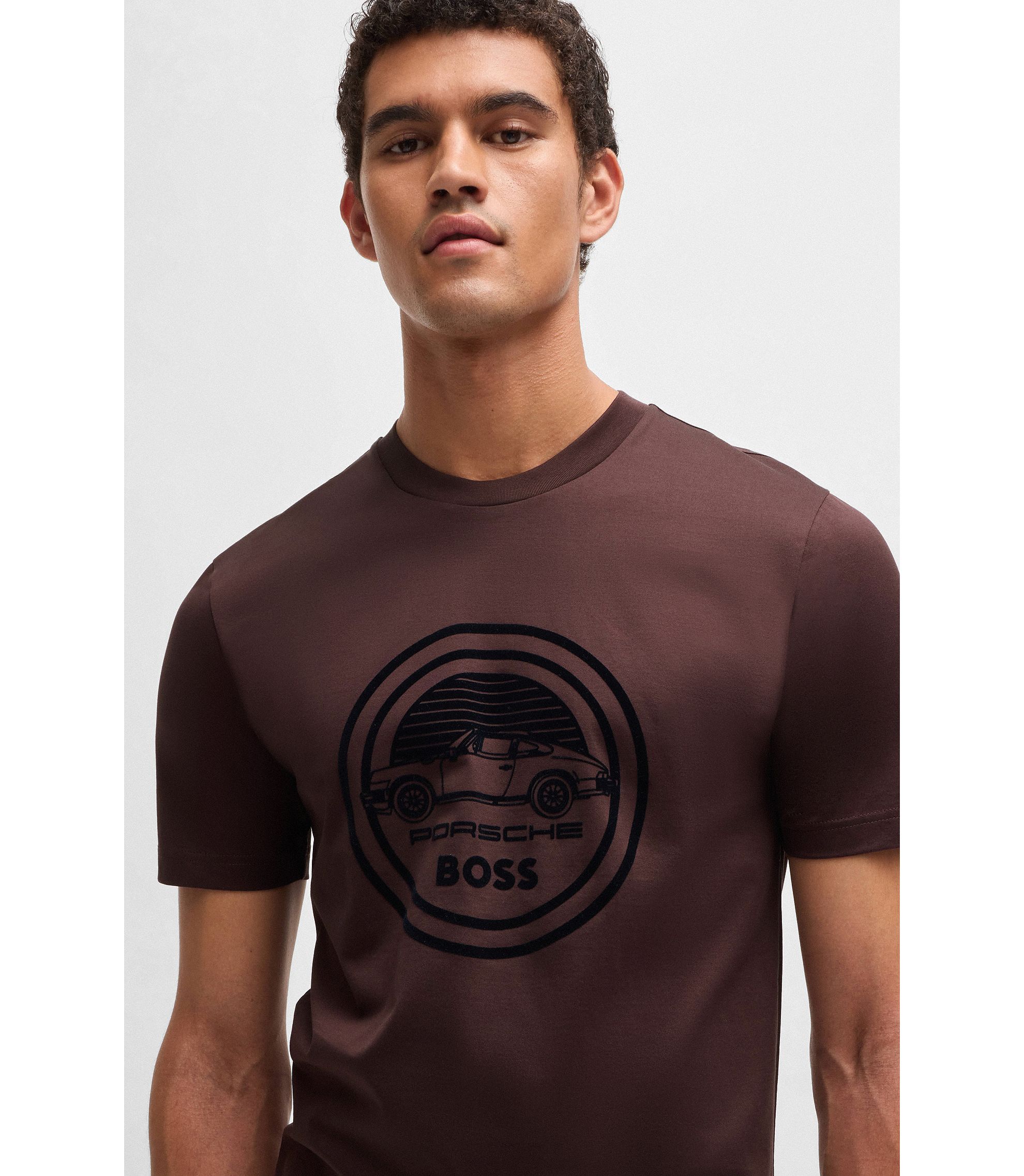 BOSS - Porsche x BOSS mercerized-cotton T-shirt with special BOSS - Porsche x BOSS mercerized-cotton T-shirt with special