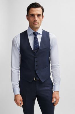 Corbata Traje Hugo Boss Azul Marino BOSS Traje Slim Fit De Lana