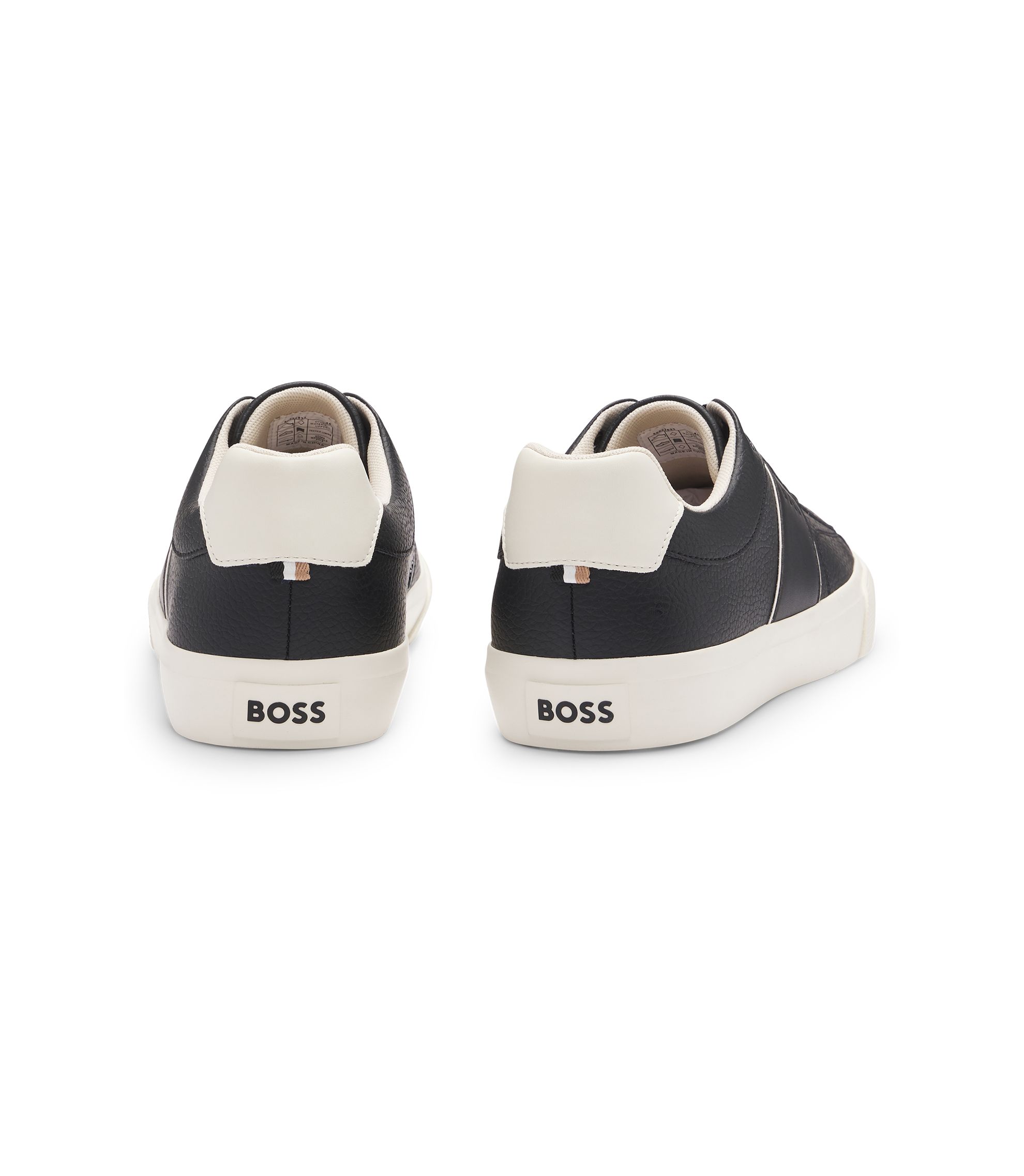 BOSS - Faux-leather trainers with grained and plain textures