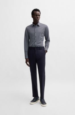 Faux-leather trainers with grained and plain textures, Dark Blue