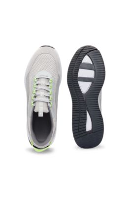 BOSS - TTNM EVO suede, leather and mesh trainers with ribbed sole 