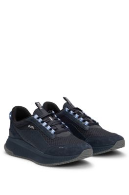 BOSS - TTNM EVO suede, leather and mesh trainers with ribbed sole