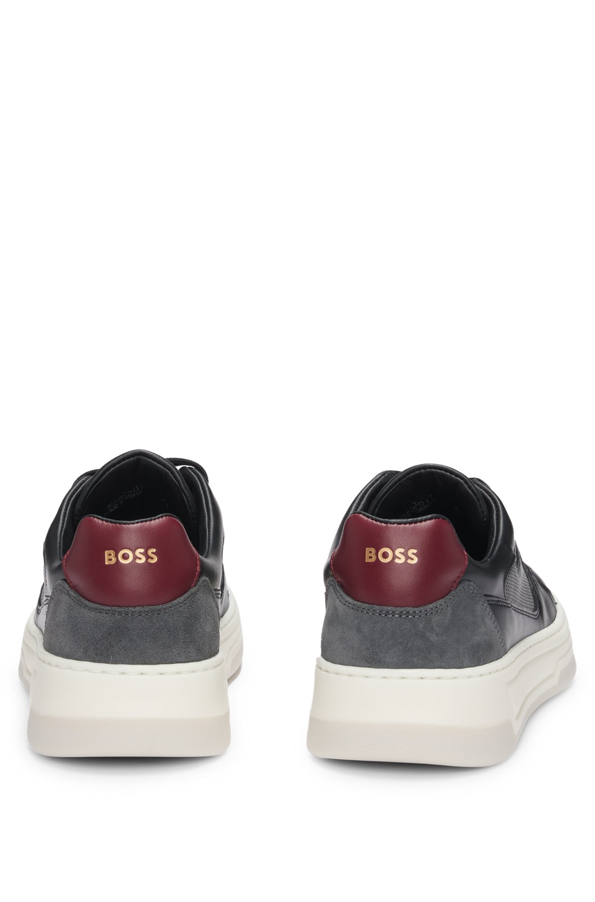 BOSS - Mixed-leather trainers with layered upper - Black BOSS - Mixed-leather trainers with layered upper - Black