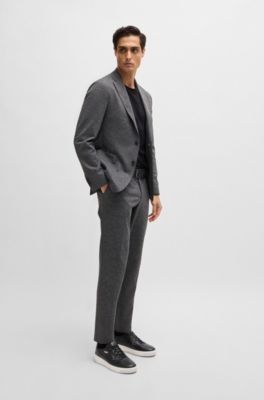 Mixed-leather trainers with layered upper, Black