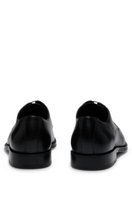 Zapatos derby de piel con detalle de costuras dobles en el empeine, Negro