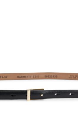 Italian-leather belt with logo keeper, Black