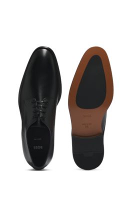 Italian leather Derby shoes with stitching details, Black