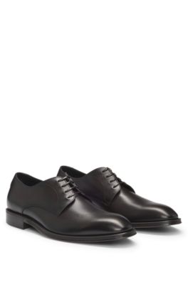 BOSS - Italian leather Derby shoes with stitching details