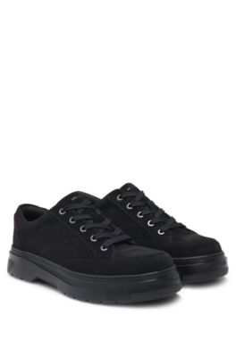 Hugo Boss Suede Derby Shoes With Eva Sole In Black