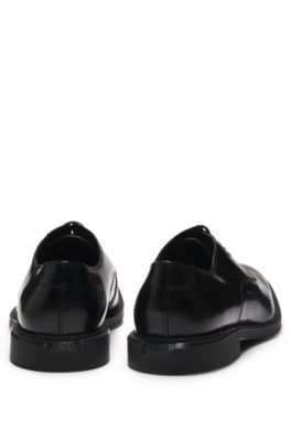 Polished-leather Derby shoes with logo detail, Black