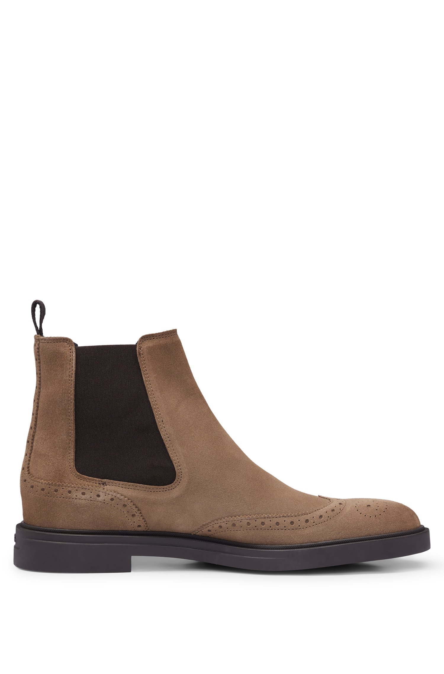 Suede Chelsea boots with brogue details