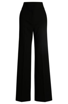 Hugo Boss Regular-fit Trousers With Flared Leg In Black