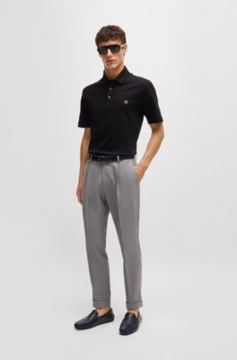 Grained-leather driver moccasins with logo strap, Black