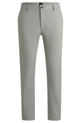 Hugo Boss Regular-fit Trousers In Melange Stretch Panama In Light Green