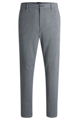 Hugo Boss Regular-fit Trousers In Melange Stretch Panama In Dark Blue