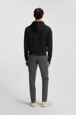 Contrast-logo hoodie in cotton terry, Black