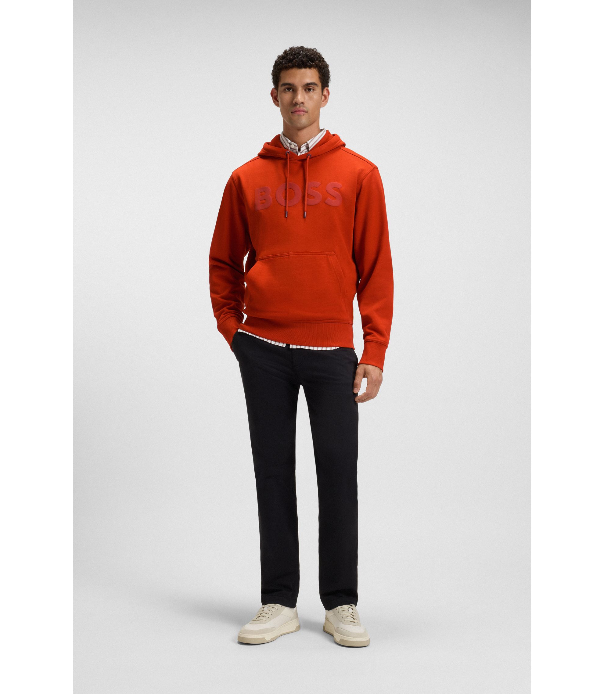 BOSS - Relaxed-fit hoodie in cotton terry with large logo