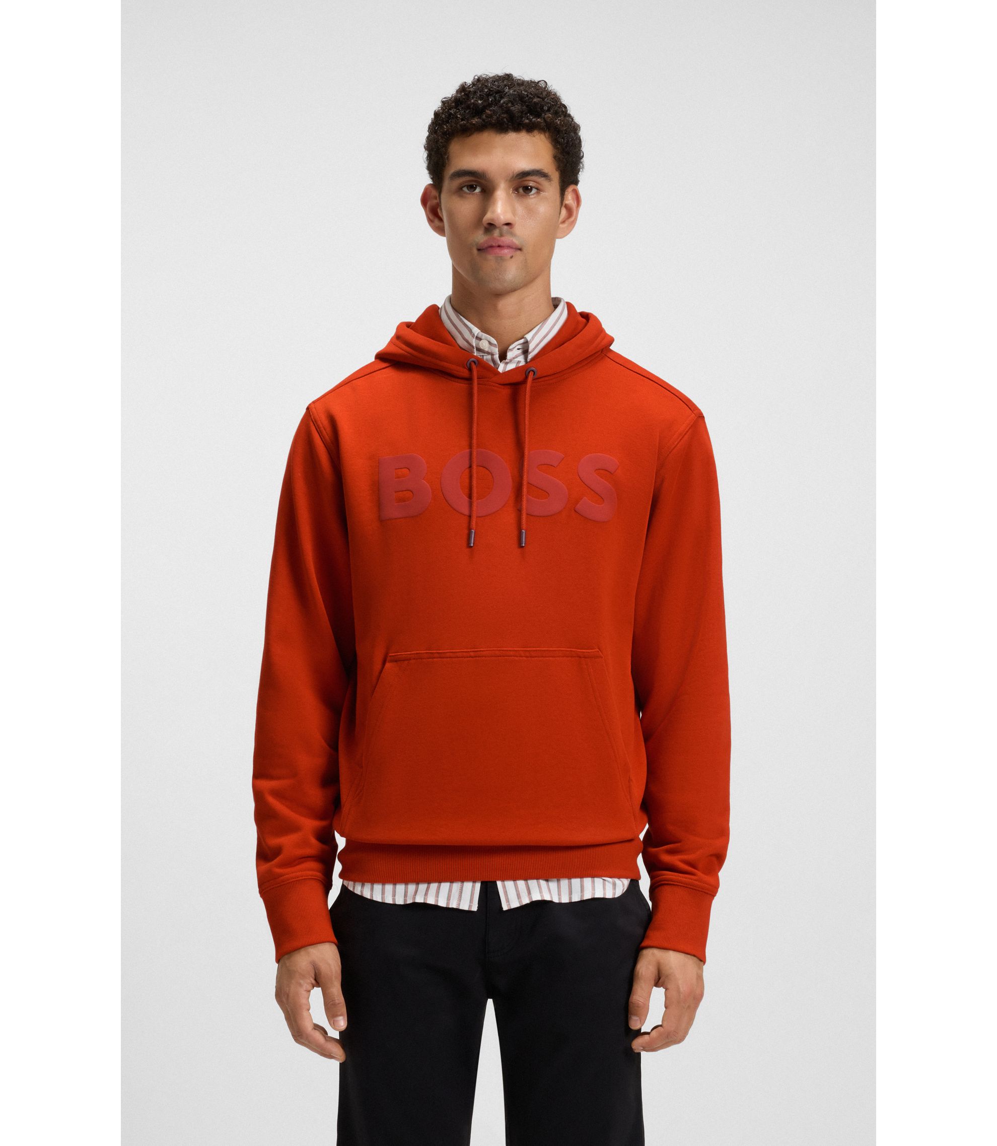 BOSS - Relaxed-fit hoodie in cotton terry with large logo