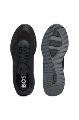 Deportivas TTNM EVO con empeines de punto y detalles de ante, Negro