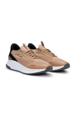 Hugo Boss Ttnm Evo Trainers With Knitted Uppers In Beige