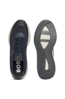 Baskets TTNM EVO avec tige en maille et finitions en cuir su&eacute;d&eacute;, Bleu fonc&eacute;