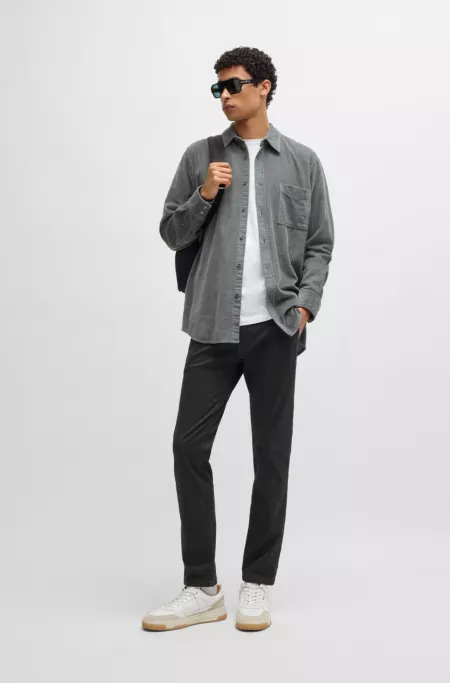 Slim-fit trousers in printed stretch-cotton twill