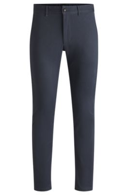 Hugo Boss Slim-fit Trousers In Printed Stretch-cotton Twill In Light Blue