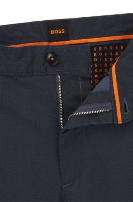 Slim-fit trousers in printed stretch-cotton twill, Light Blue